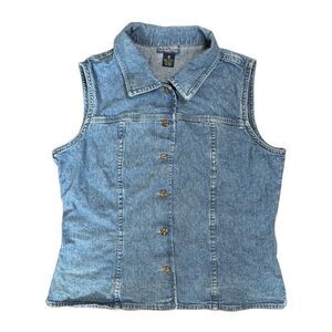 Vintage Old School Denim‎ Vest Top Button Up Women’s Size 8 90s USA Made